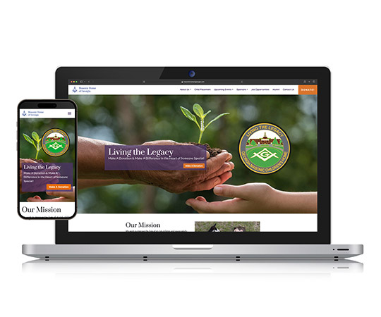 Image of an open laptop displaying a website designed for a nonprofit institution.